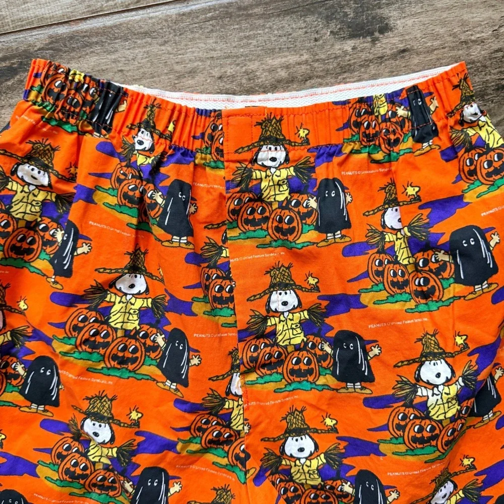 Peanuts Sideline Apparel VTG Mens Halloween Snoopy Pumpkin Patch Shorts,Orange,L
